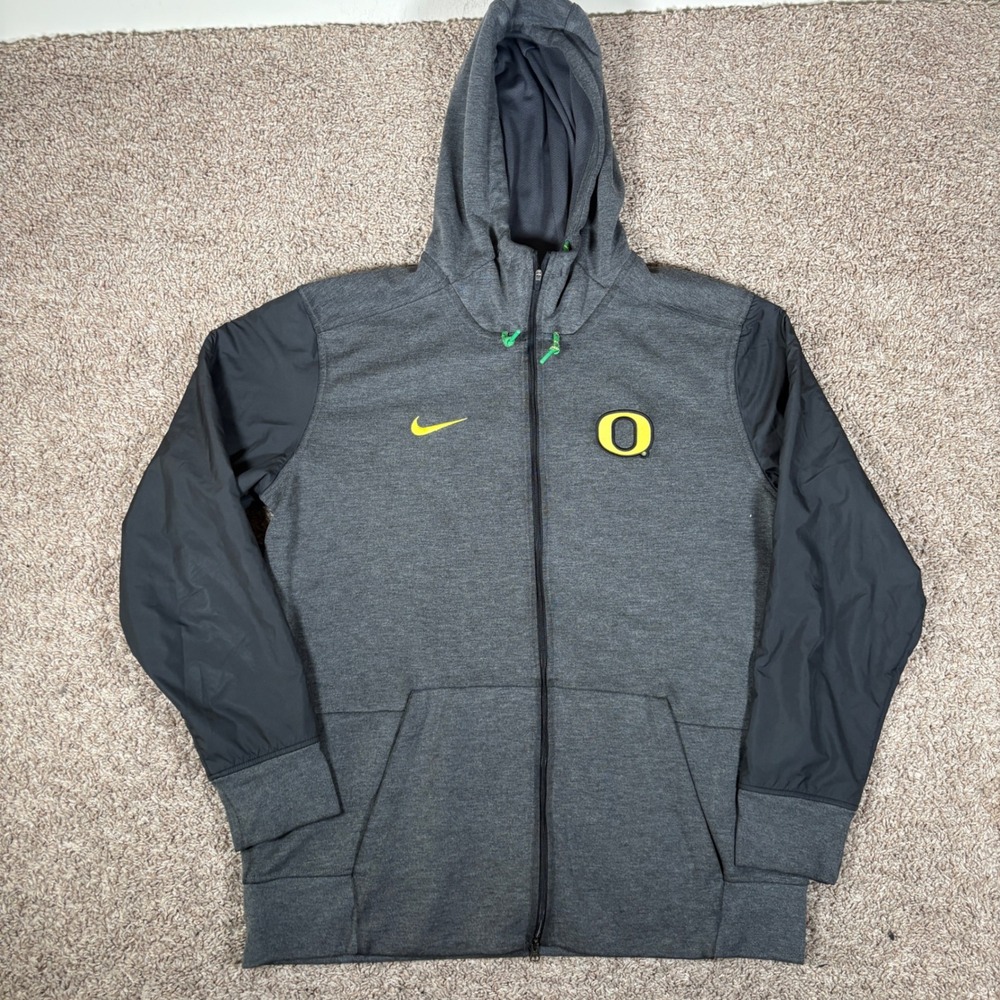 Nike Oregon Ducks Dri-FIT Full Zip Hoodie Gray Black Mens XL 865335-010